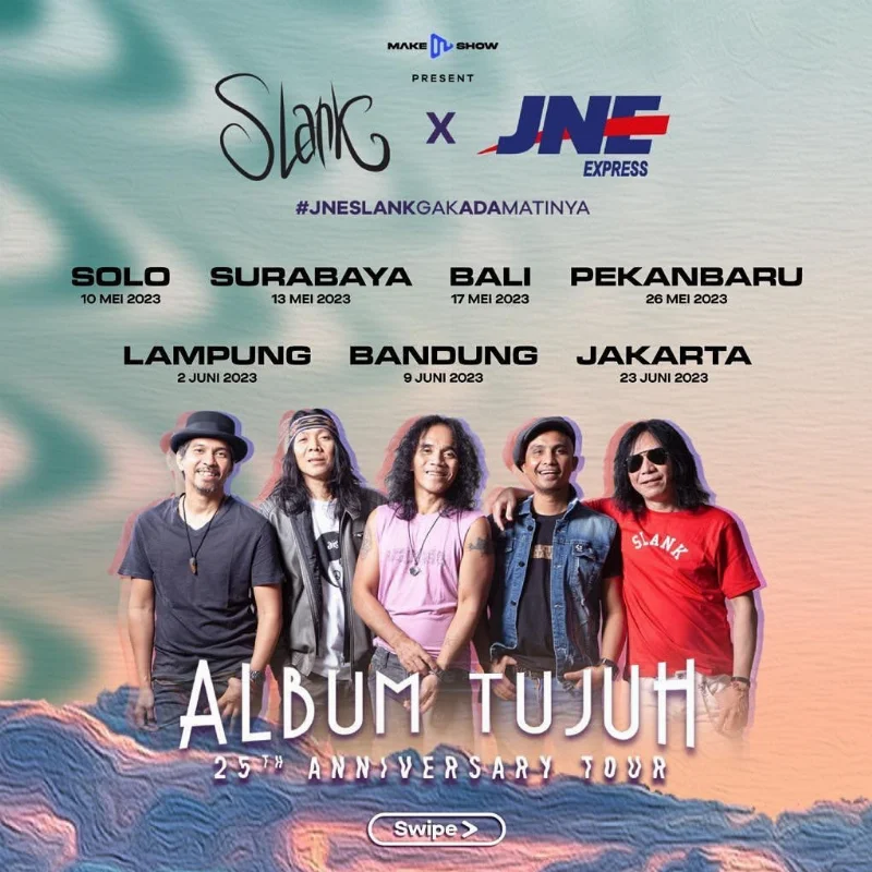 Poster Tur Album Tujuh di 7 Kota SLANK Siap Persembahkan Penampilan Memorable Bersama JNE