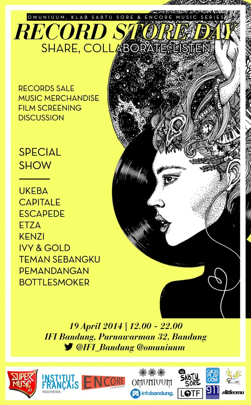 Poster Record Store Day 2014: Share, Collaborate, Listen