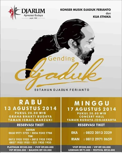 Poster Konser 50 Tahun Djaduk Ferianto “GENDING DJADUK”