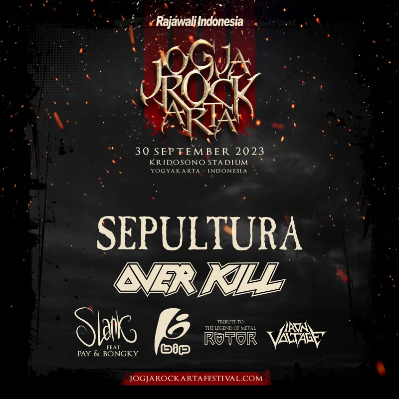 Poster OVERKILL dan SEPULTURA Dipastikan Getarkan Jogjarockarta Festival 2023