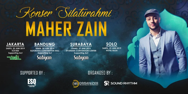 Poster Maher Zain Akan Gelar Tour Konser Silaturahmi di 4 Kota di Indonesia