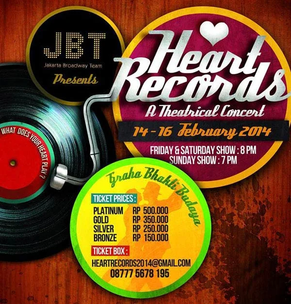 Poster Jakarta Broadway Team Presents: “Heart Records” A Theaterical Concert