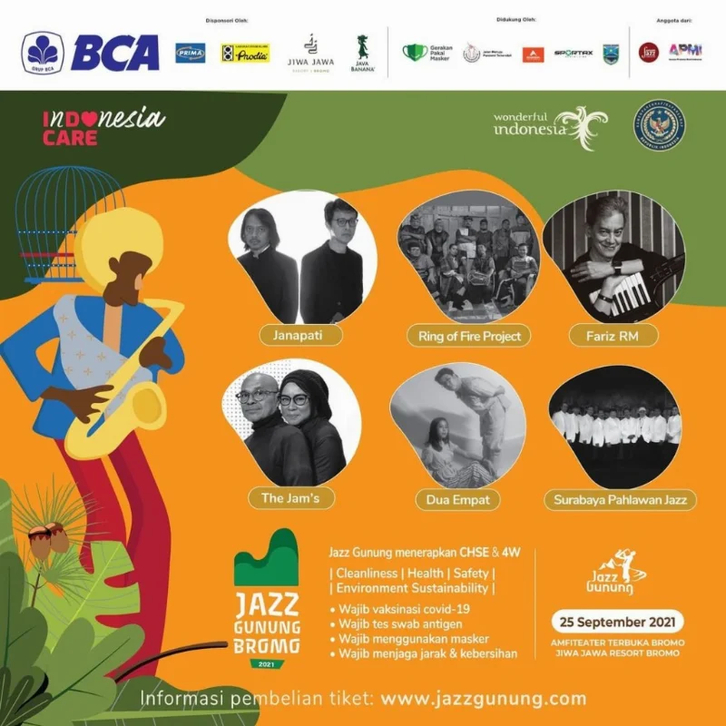 Poster Menjadi Konser Berpenonton Pertama di Ruang Terbuka Selama PPKM, Jazz Gunung Bromo 2021 Kembali Digelar