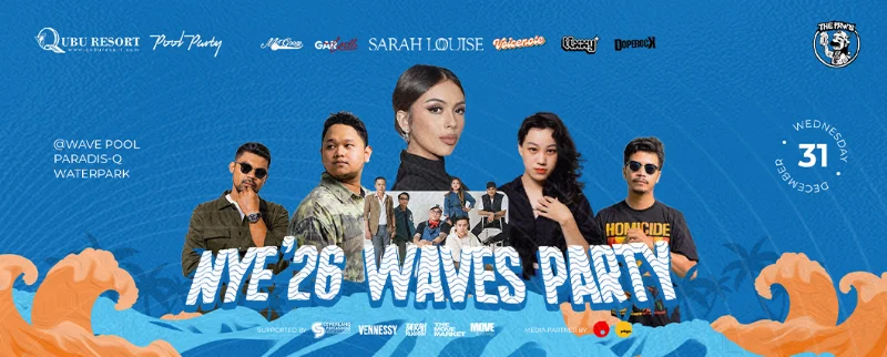 Poster NYE'26 WAVES PARTY by QUBU RESORT
