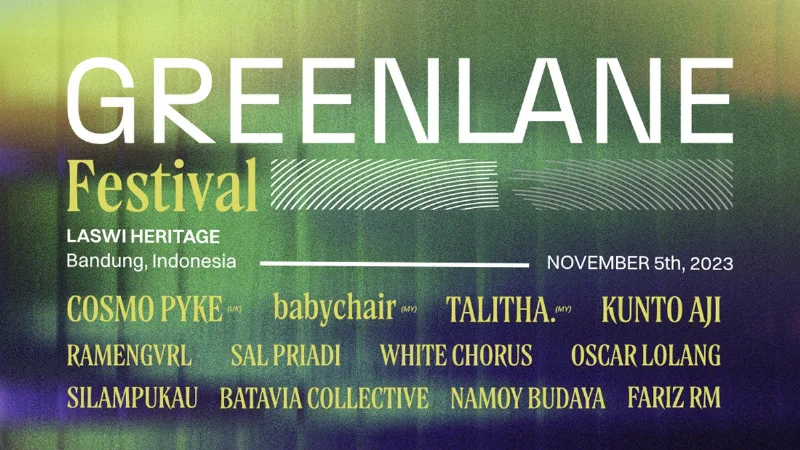 Poster Fariz RM, Kunto Aji, Cosmo Pyke Siap Hadir di Greenlane Festival, Laswi Heritage, Bandung