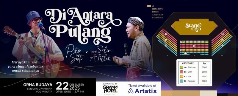 Poster Panji Sakti x Ust Salim A Fillah - Di Antara Pulang - Reflective Music Experience