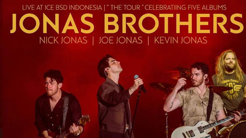 Poster Dua Jam Lebih ‘Dipuaskan’ Non-stop Oleh Jonas Brothers Dalam Celebrating Five Albums The Tour 2024 Jakarta