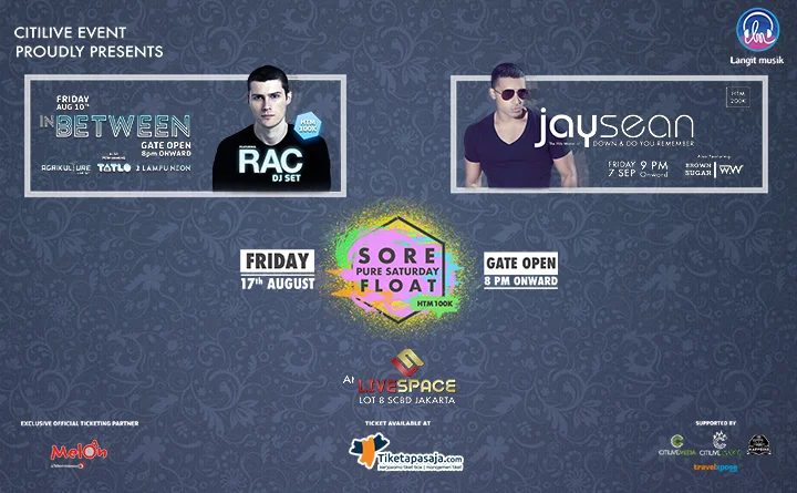 Poster RAC DJ Set, [Sore, Pure Saturday, Float], Jay Sean