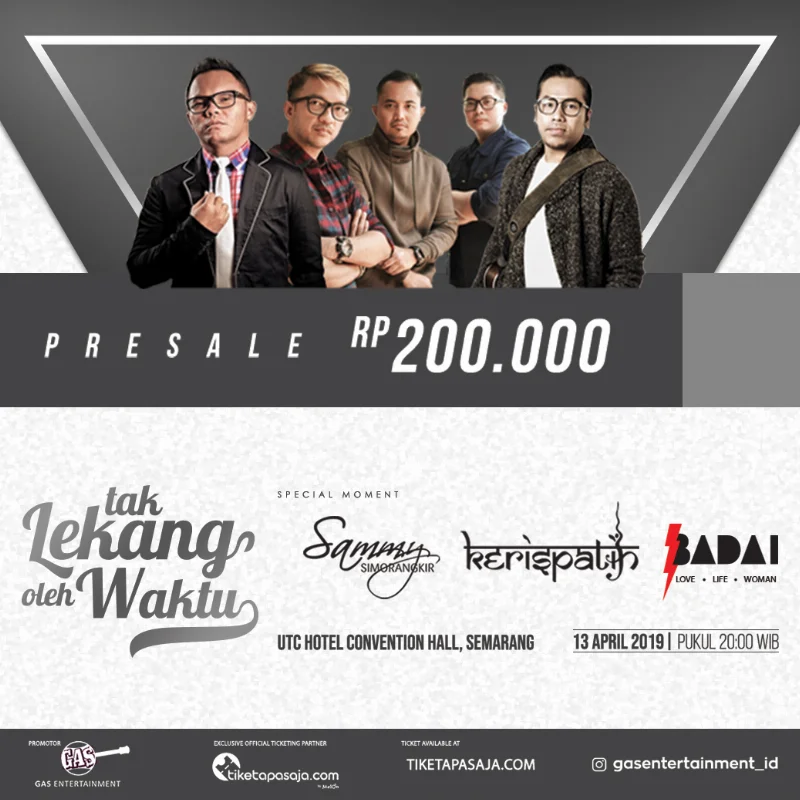 Poster Kerispatih “Tak Lekang Oleh Waktu” Special Moment Sammy, Badai, Kerispatih Semarang