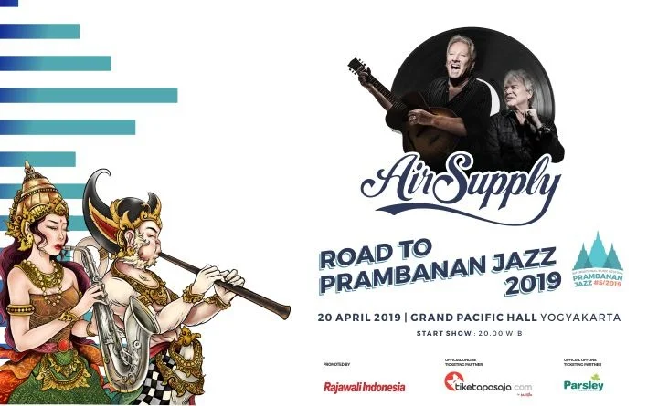 Poster ROAD TO PRAMBANAN JAZZ 2019 AIR SUPPLY LIVE IN YOGYAKARTA