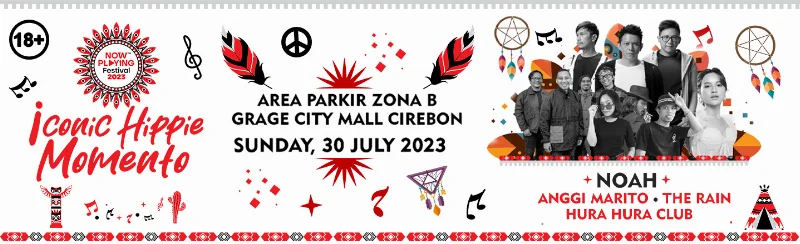 Poster NOW PLAYING FESTIVAL - ICONIC HIPPIE MOMENTO CIREBON