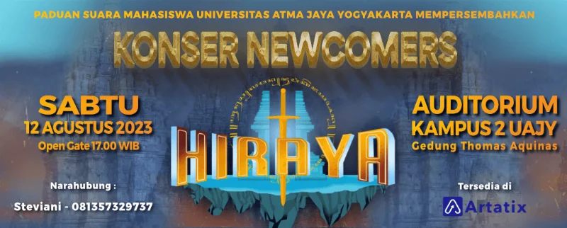 Poster Konser Newcomers "HIRAYA" Paduan Suara Mahasiswa Universitas Atma Jaya Yogyakarta