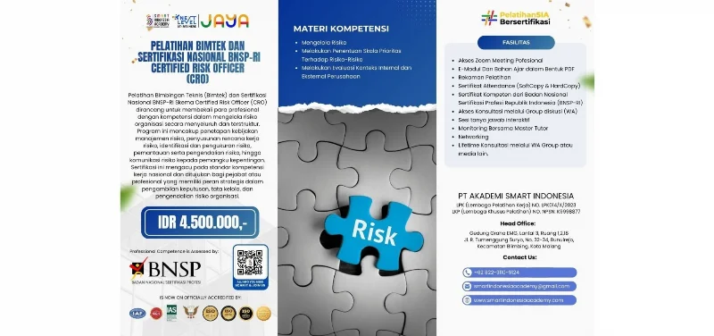 Poster Pelatihan & Sertifikasi Nasional BNSP-RI Certified Risk Officer (CRO)