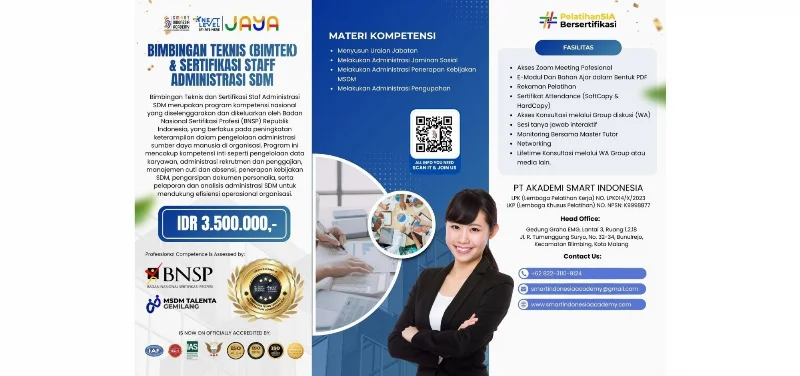 Poster Bimbingan Teknis (Bimtek) & Sertifikasi Staff Administrasi SDM
