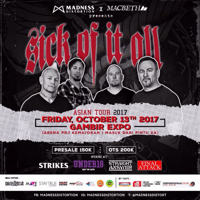 Poster SICK OF IT ALL " ASIAN TOUR 2017 "