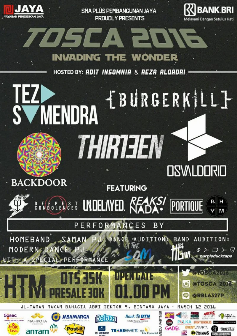 Poster SMA Pembangunan Jaya Bintaro - TOSCA 2016