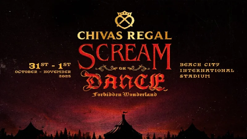 Poster Afrojack, Sam Feldt, dan Weird Genius Siap Panaskan Festival EDM Halloween Terbesar, Scream or Dance 2025 Bertema ‘Forbidden Wonderland’ di BCIS