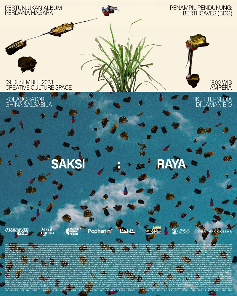 Poster SAKSI : RAYA, Pertunjukan Album Perdana Hagara - Pophariini