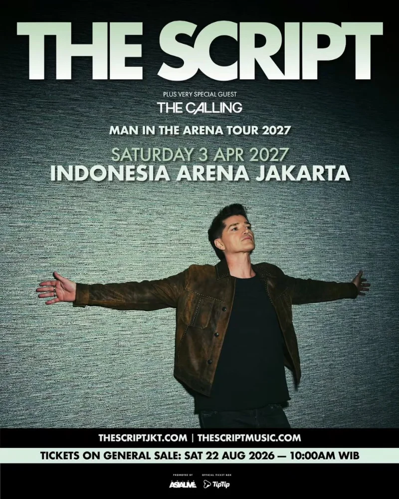 Poster THE SCRIPT “Man in the Arena Tour 2027 IN JAKARTA